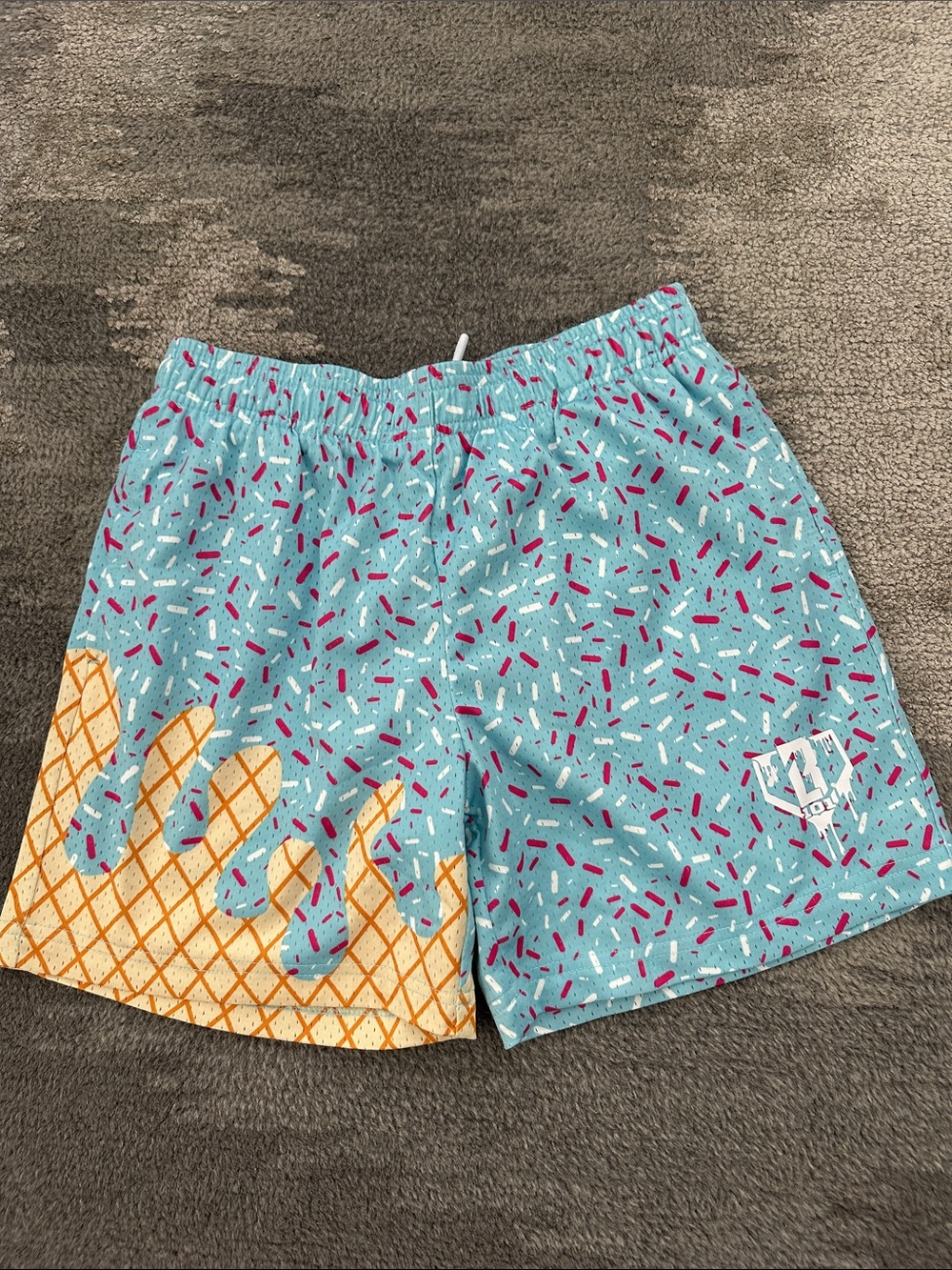 Boys Baseball Lifestyle Blue Ice Cream Print Swim Shorts